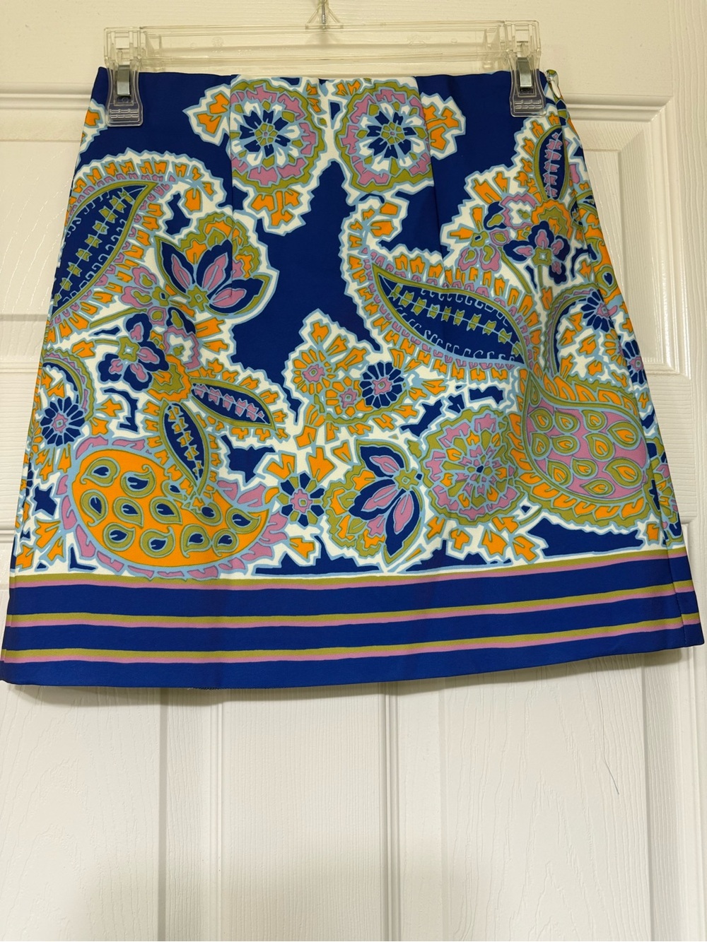 Zara Paisley Floral Print Skirt XS Navy Multicolor